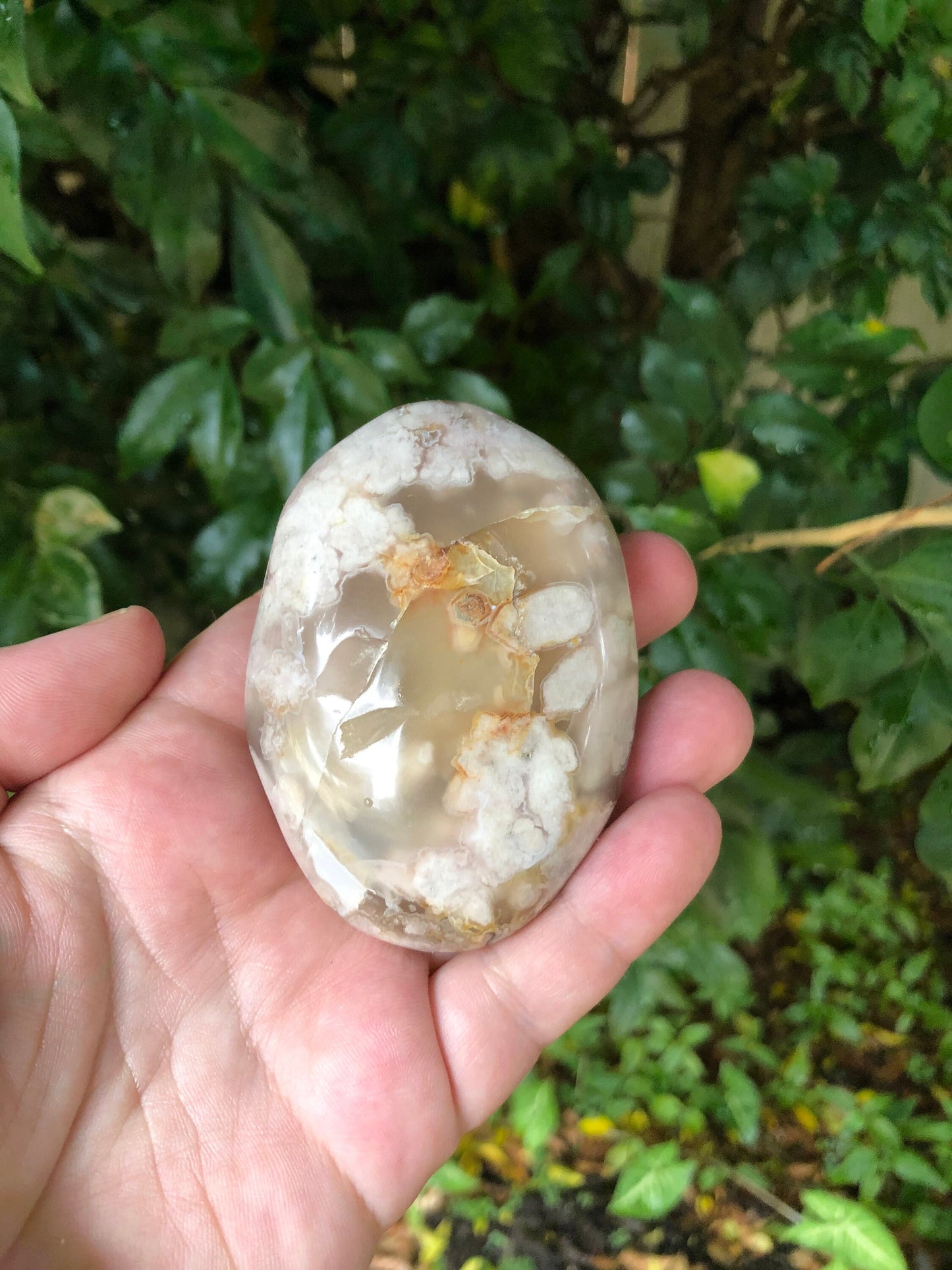High Quality Flower Agate Palm Stone