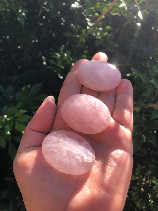High Quality Rose Quartz Palm Stone