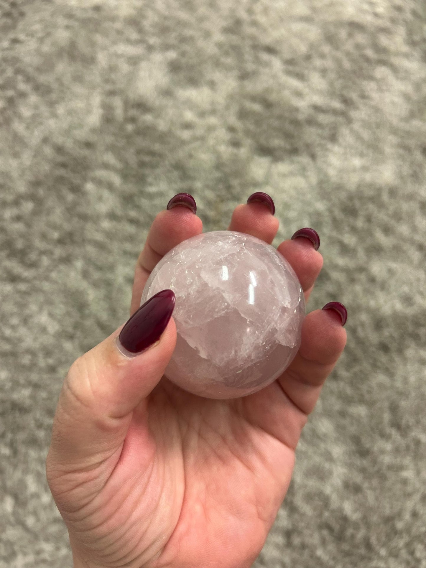Rose Quartz Sphere – Self-Love Crystal for Healing and Anxiety Relief | Polished Pink Crystal Decor Gift