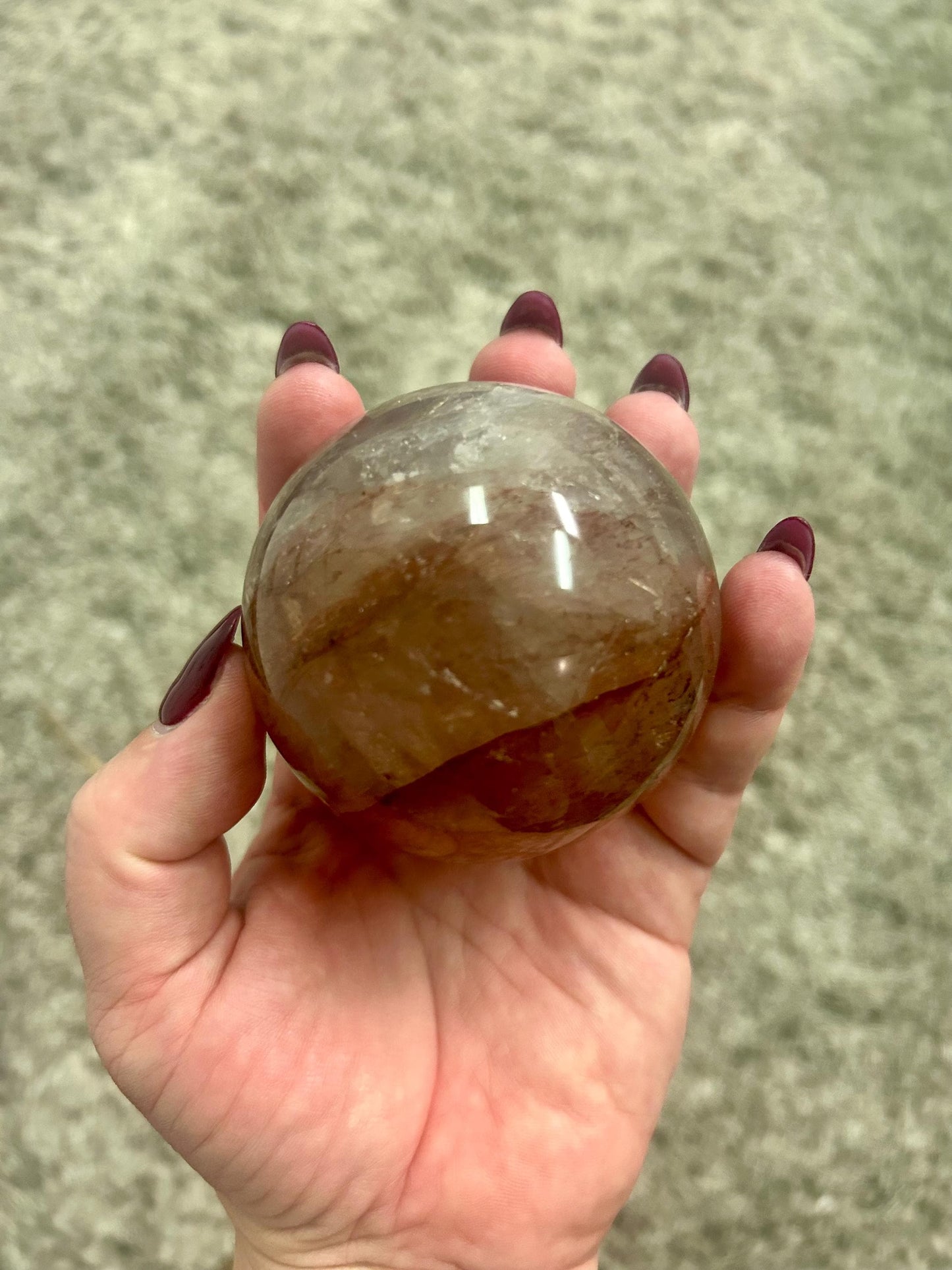 Fire Quartz Sphere | Hematoid Quartz Crystal Ball for Grounding & Focus | Root Chakra Stone | Reiki, Meditation, Crystal Decor