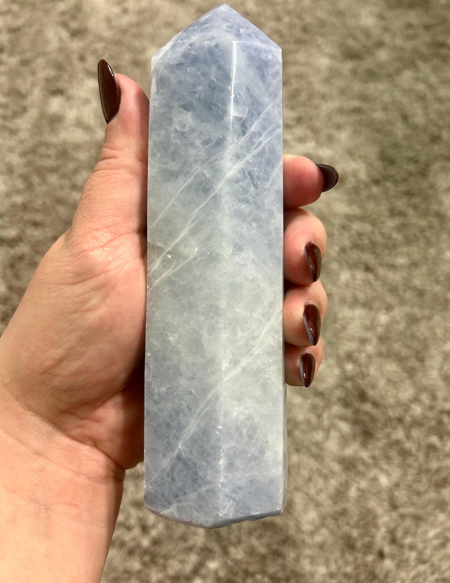 Blue Calcite Tower – Calm • Clarity • Gentle Healing | Large Polished Crystal Point for Energy Work, Decor or Meditation